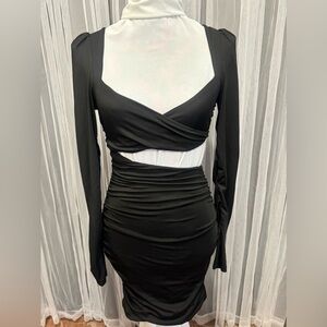 Black Bodycon Sheath Shark Bite side - Size Medium (1G - 0003)